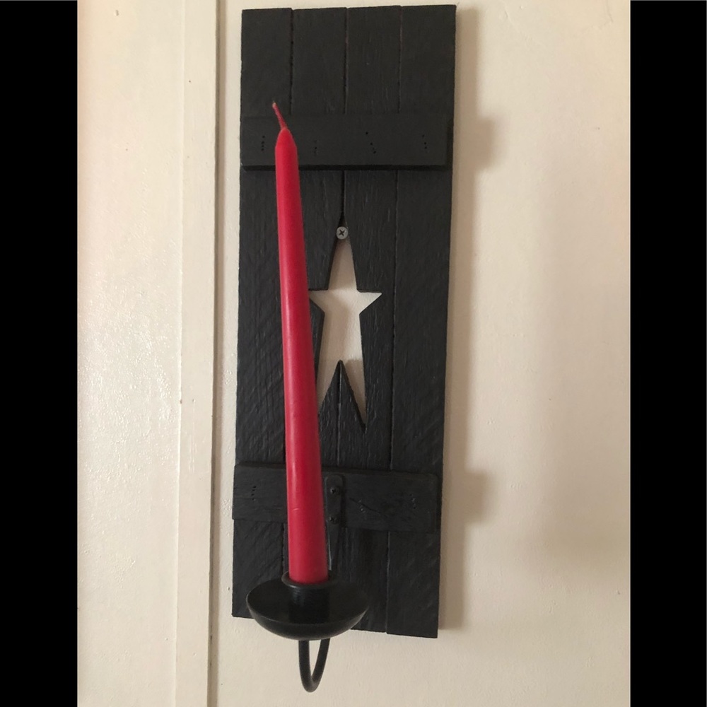 Set of two primitive wall candle holders